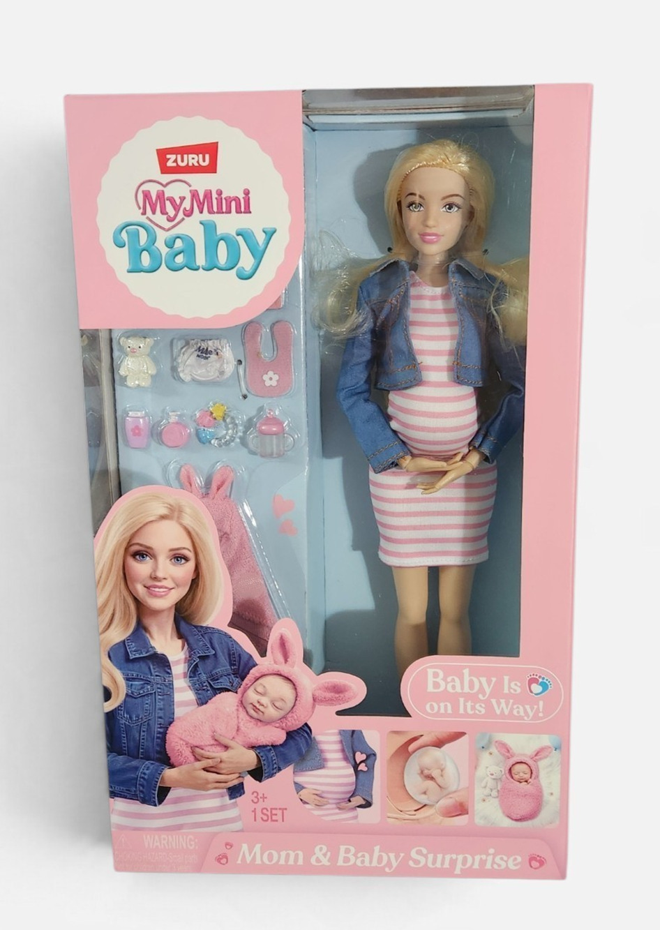 ZURU My Mini Baby Mom & Baby Surprise Blonde Doll Born Set New Brittany Pregnant